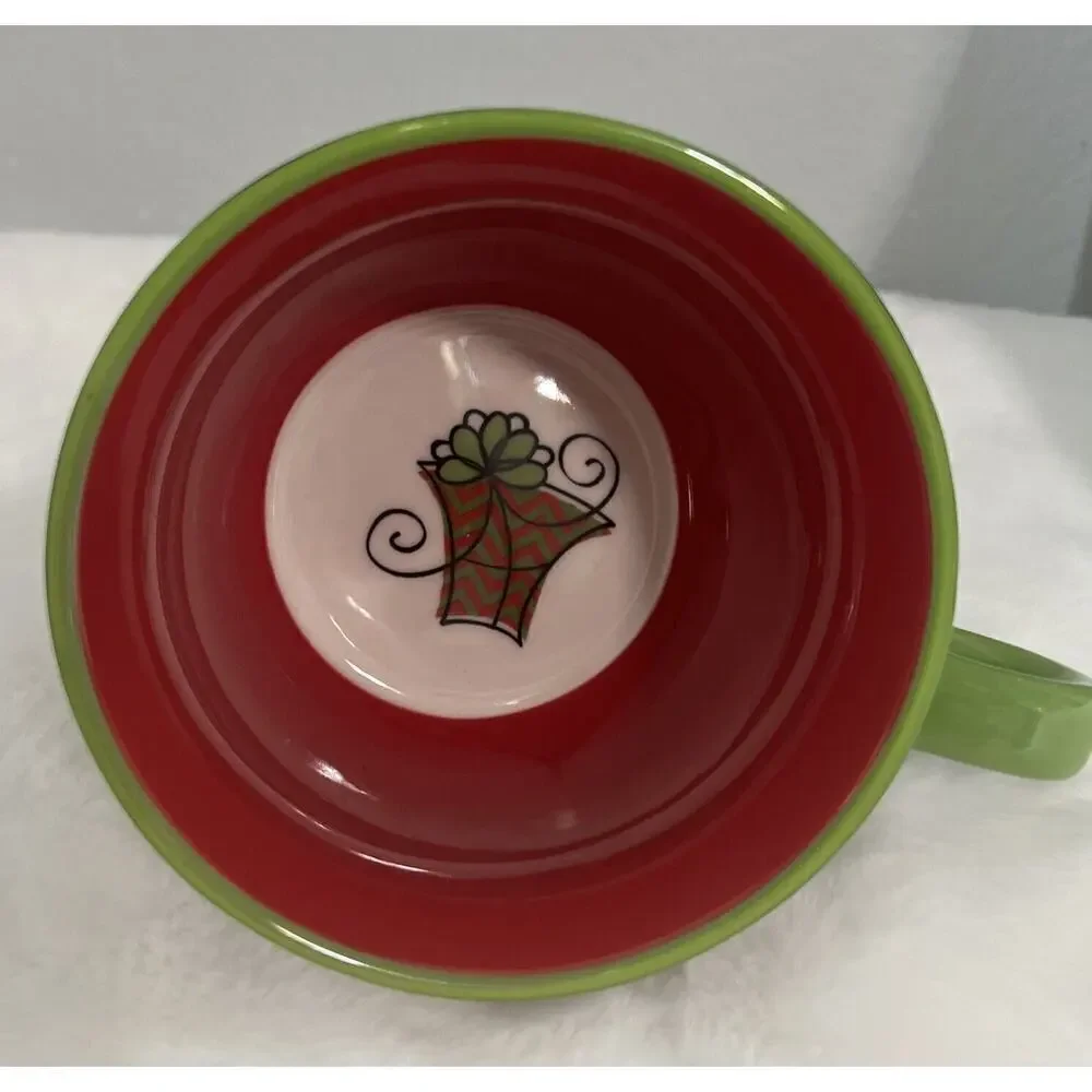 Pier 1 Imports Christmas Stoneware Coffee Mug Cup Harlequin Diamonds Check‎ Dots
